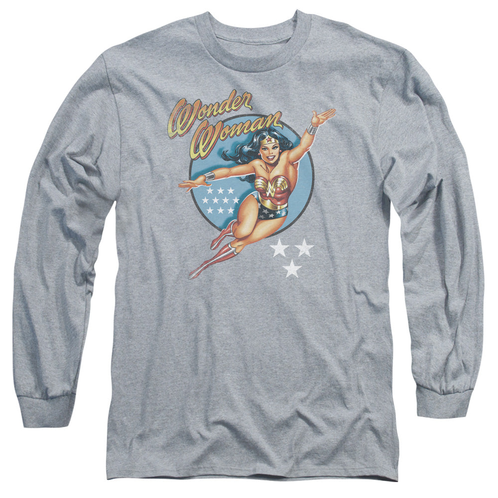 Dco Wonder Woman Vintage Mens Long Sleeve Shirt Athletic Heather Officially Licensed