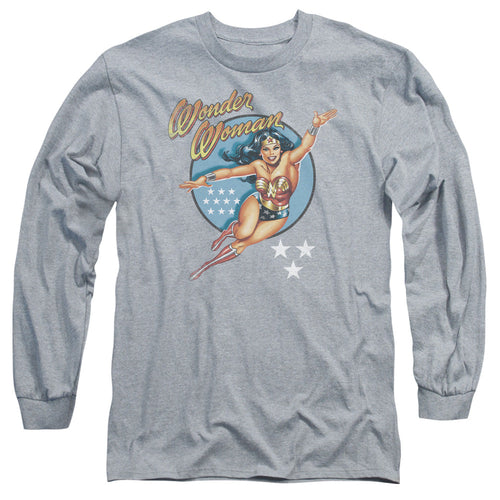 DC Comics Wonder Woman Vintage Mens Long Sleeve Shirt Athletic Heather
