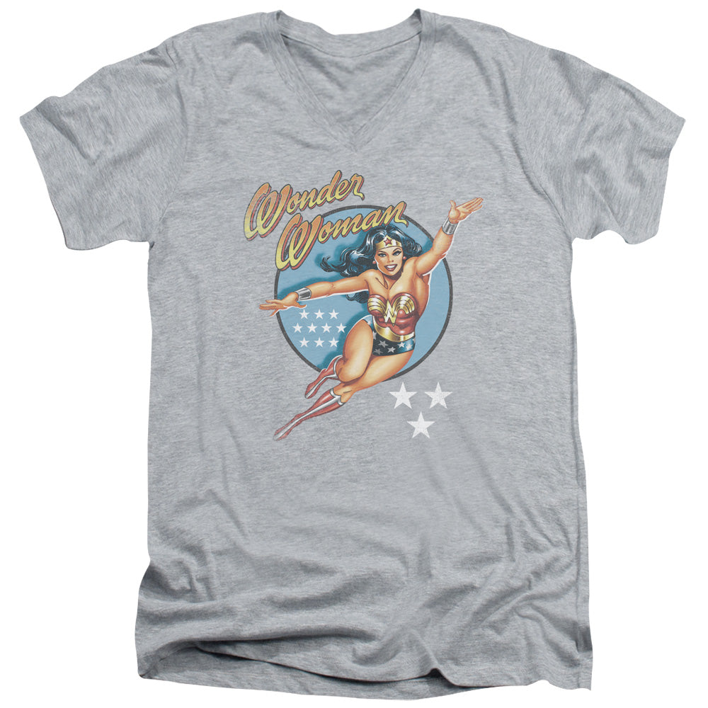 DC Comics Wonder Woman Vintage Mens Slim Fit V Neck T Shirt Athletic Heather