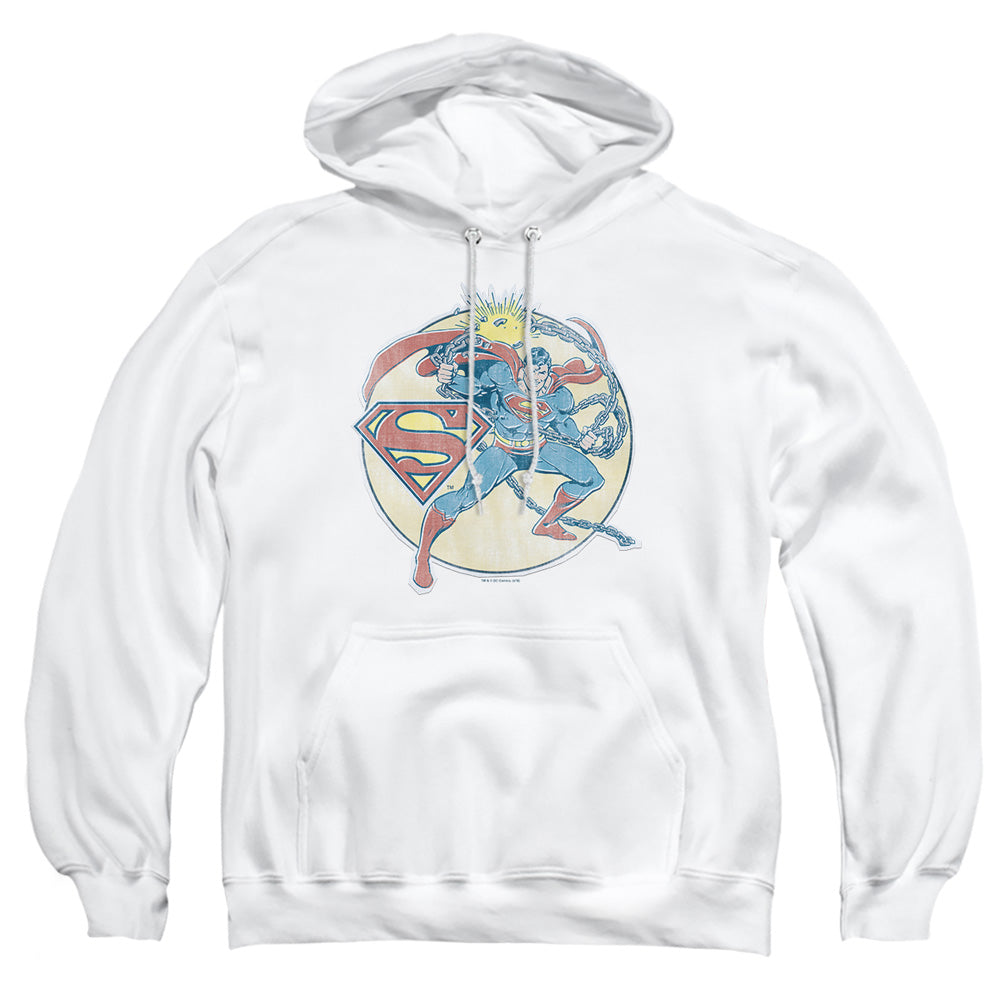 Dco Retro Superman Iron On Mens Hoodie White