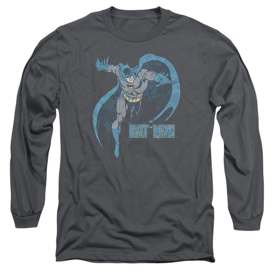Dco Desaturated Batman Mens Long Sleeve Shirt Charcoal Officially Licensed