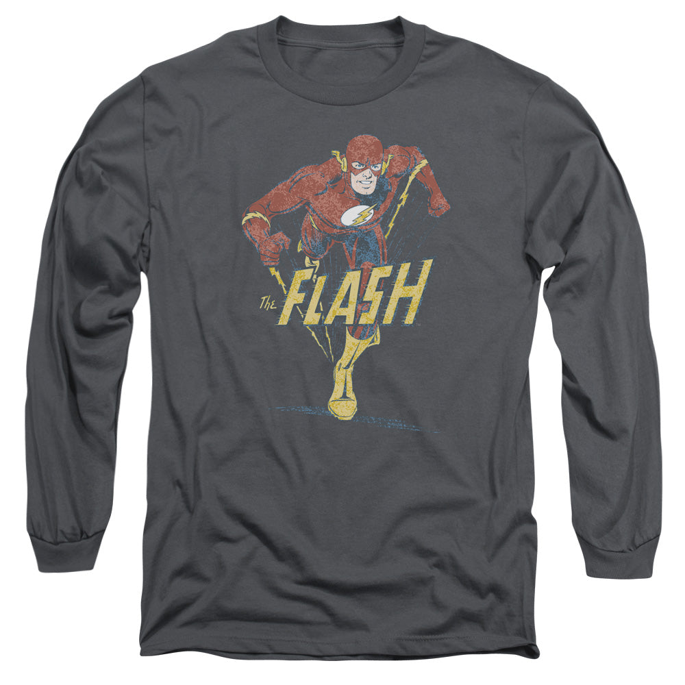 Dc Flash Desaturated Flash Mens Long Sleeve Shirt Charcoal Officially Licensed