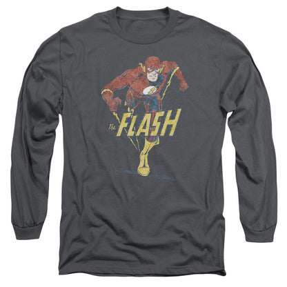 Dc Flash Desaturated Flash Mens Long Sleeve Shirt Charcoal Officially Licensed