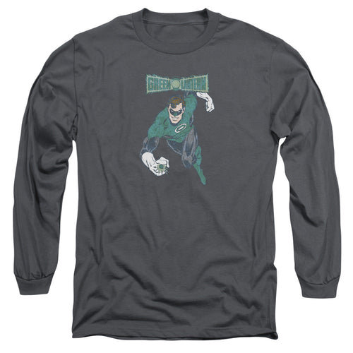 DC Comics Desaturated Green Lantern Mens Long Sleeve Shirt Charcoal