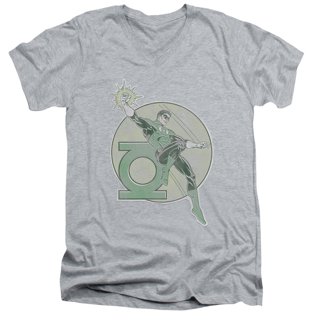 DC Comics Retro Lantern Iron on Mens Slim Fit V Neck T Shirt Athletic Heather