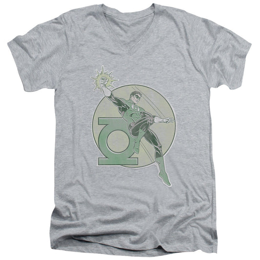 DC Comics Retro Lantern Iron on Mens Slim Fit V Neck T Shirt Athletic Heather