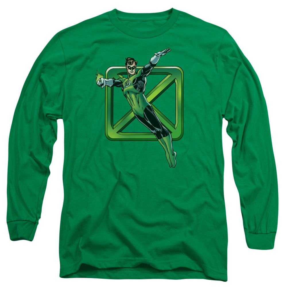 DC Comics Green Cross Mens Long Sleeve Shirt Kelly Green