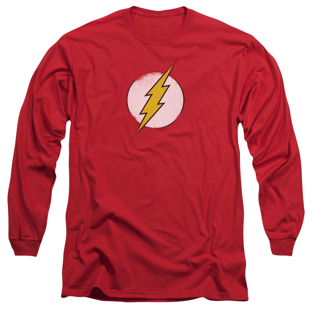 Dc Flash Rough Flash Logo Mens Long Sleeve Shirt Red Officially Licensed