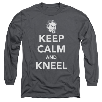 Dc Keep Calm And Kneel Mens Long Sleeve Shirt Charcoal Officially Licensed