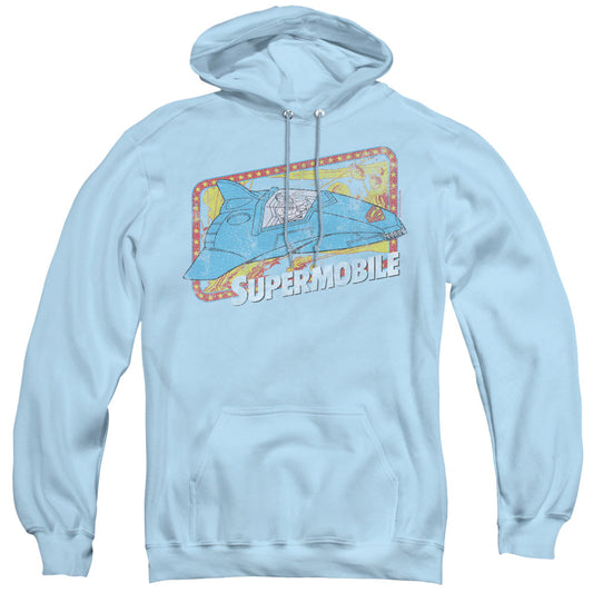 DC Comics Supermobile Mens Hoodie Light Blue