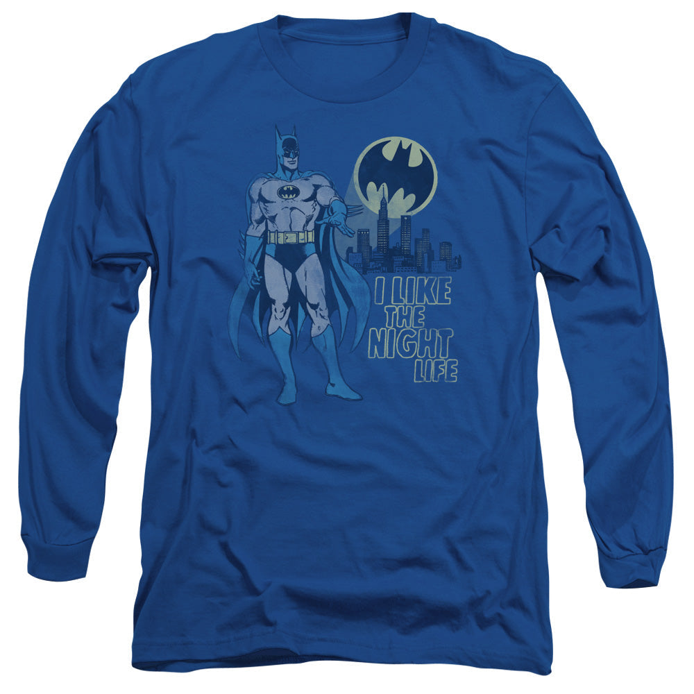 DC Comics Night Life Mens Long Sleeve Shirt Royal Blue