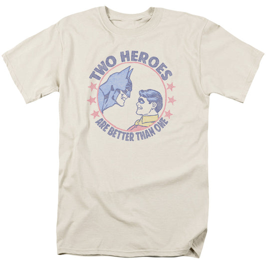 DC Comics Two Heroes Mens T Shirt Cream