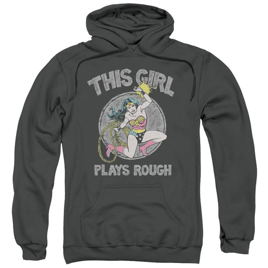 DC Comics Plays Rough Mens Hoodie Charcoal