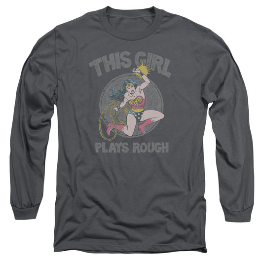 DC Comics Plays Rough Mens Long Sleeve Shirt Charcoal