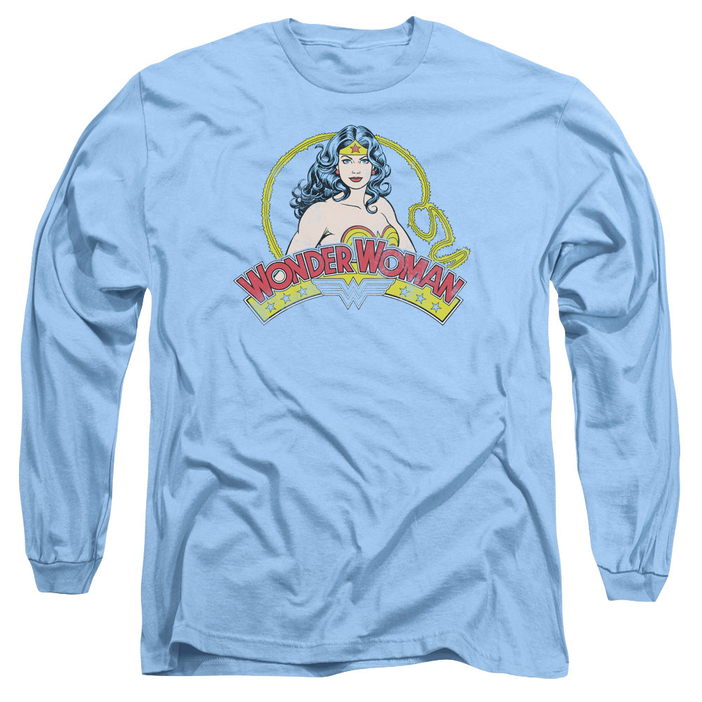 DC Comics Vintage Woman Mens Long Sleeve Shirt Carolina Blue