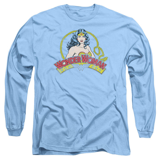 DC Comics Vintage Woman Mens Long Sleeve Shirt Carolina Blue