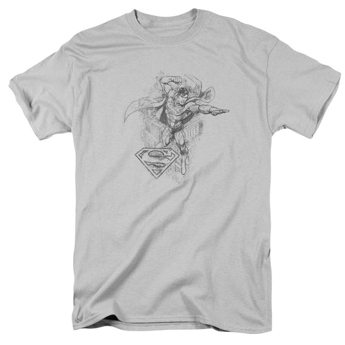 DC Comics Flying Flex Mens T Shirt Silver
