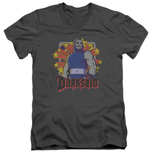 DC Comics Darkseid Stars Mens Slim Fit V Neck T Shirt Charcoal