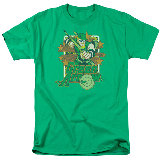 DC Comics Green Arrow Stars Mens T Shirt Kelly Green