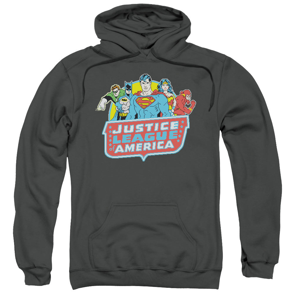 DC Comics 8 Bit League Mens Hoodie Charcoal