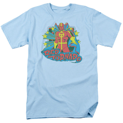 Dc Red Tornado Stars Mens T Shirt Light Blue