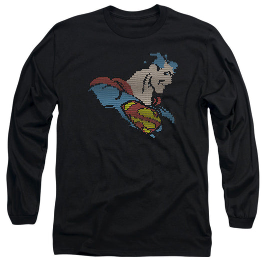 Dc Lite Brite Superman Mens Long Sleeve Shirt Black Officially Licensed