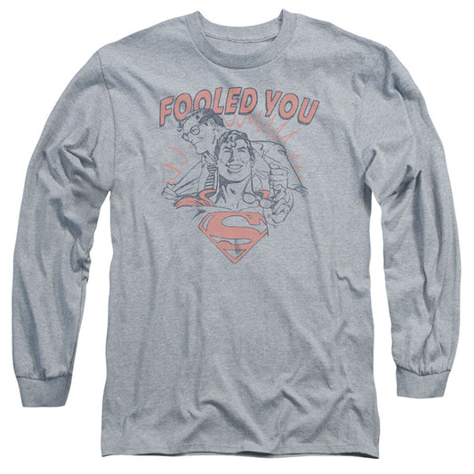 DC Comics Fooled You Mens Long Sleeve Shirt Athletic Heather