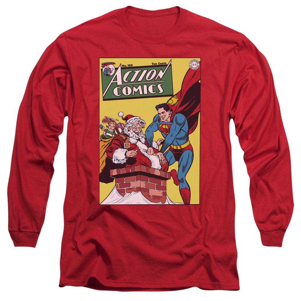 DC Comics Cover No. 105 Mens Long Sleeve Shirt Red