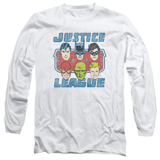 DC Comics Faces of Justice Mens Long Sleeve Shirt White