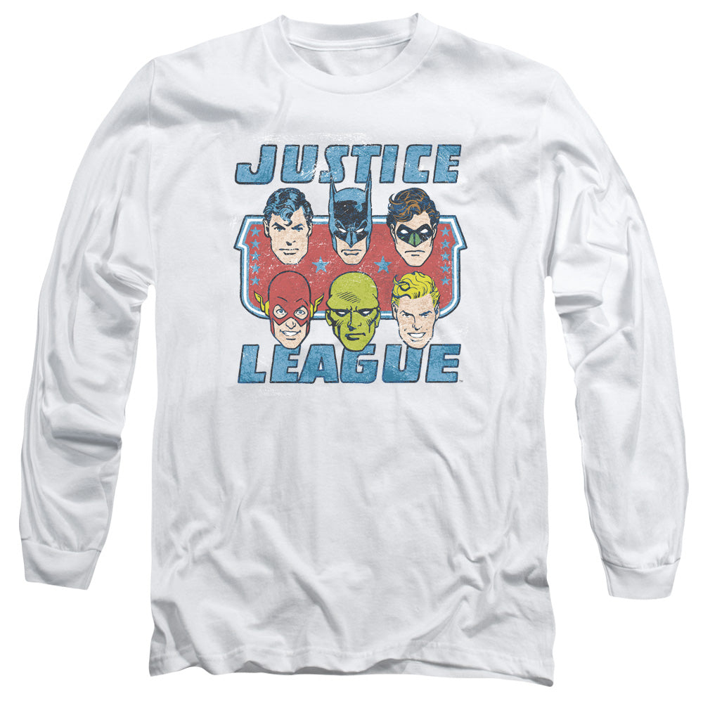 Dc Faces Of Justice Mens Long Sleeve Shirt White Officially Licensed