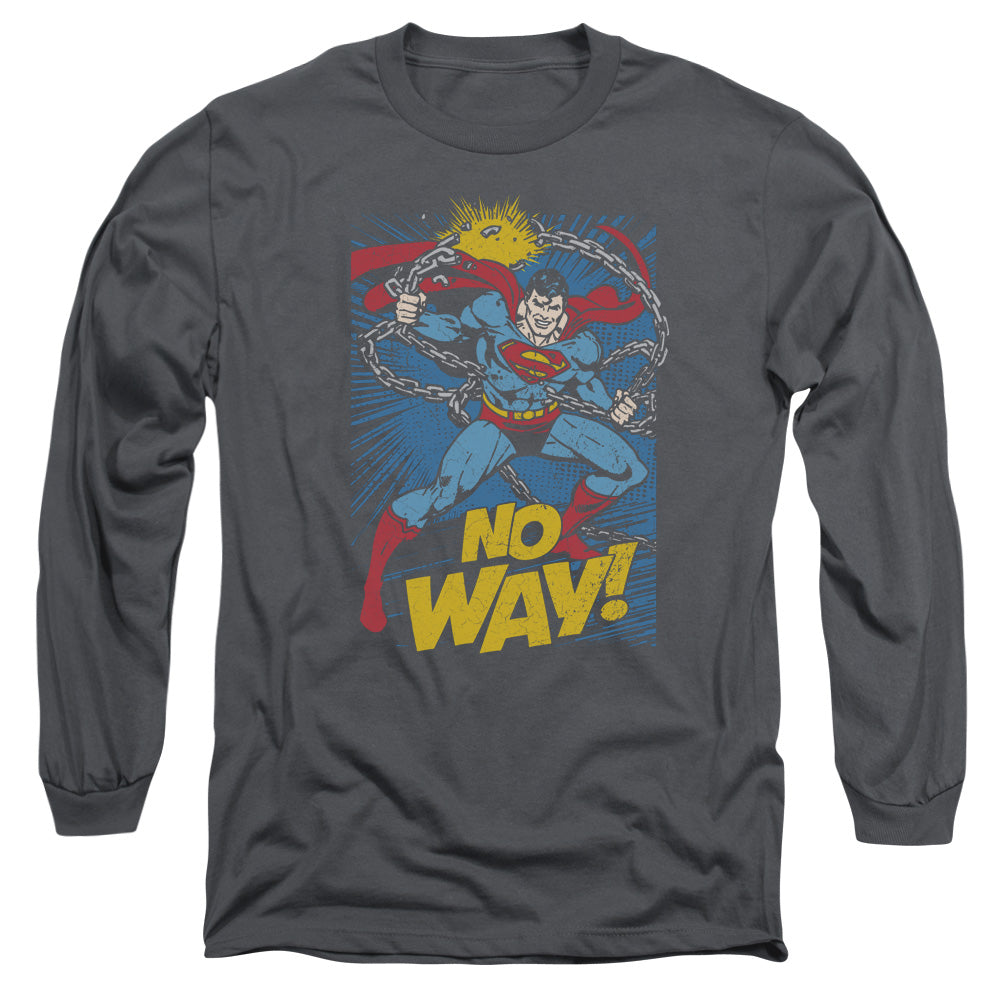 DC Comics No Way Mens Long Sleeve Shirt Charcoal