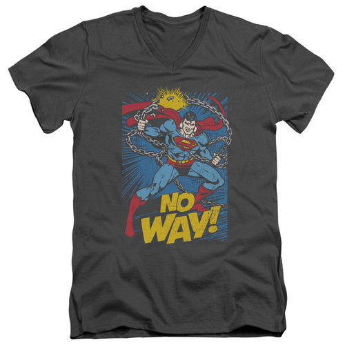 DC Comics No Way Mens Slim Fit V Neck T Shirt Charcoal