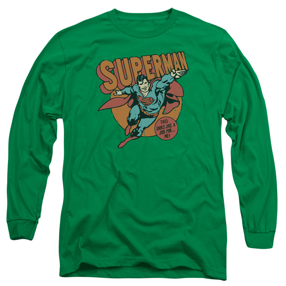 DC Comics Job for Me Mens Long Sleeve Shirt Kelly Green