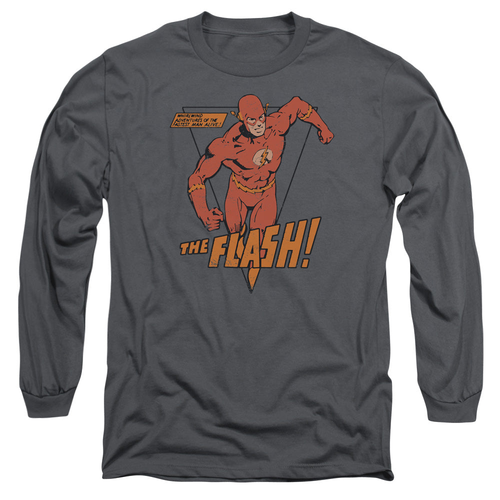 Dc Flash Whirlwind Mens Long Sleeve Shirt Charcoal Officially Licensed