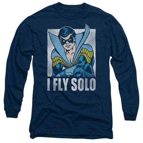 DC Comics Fly Solo Mens Long Sleeve Shirt Navy Blue