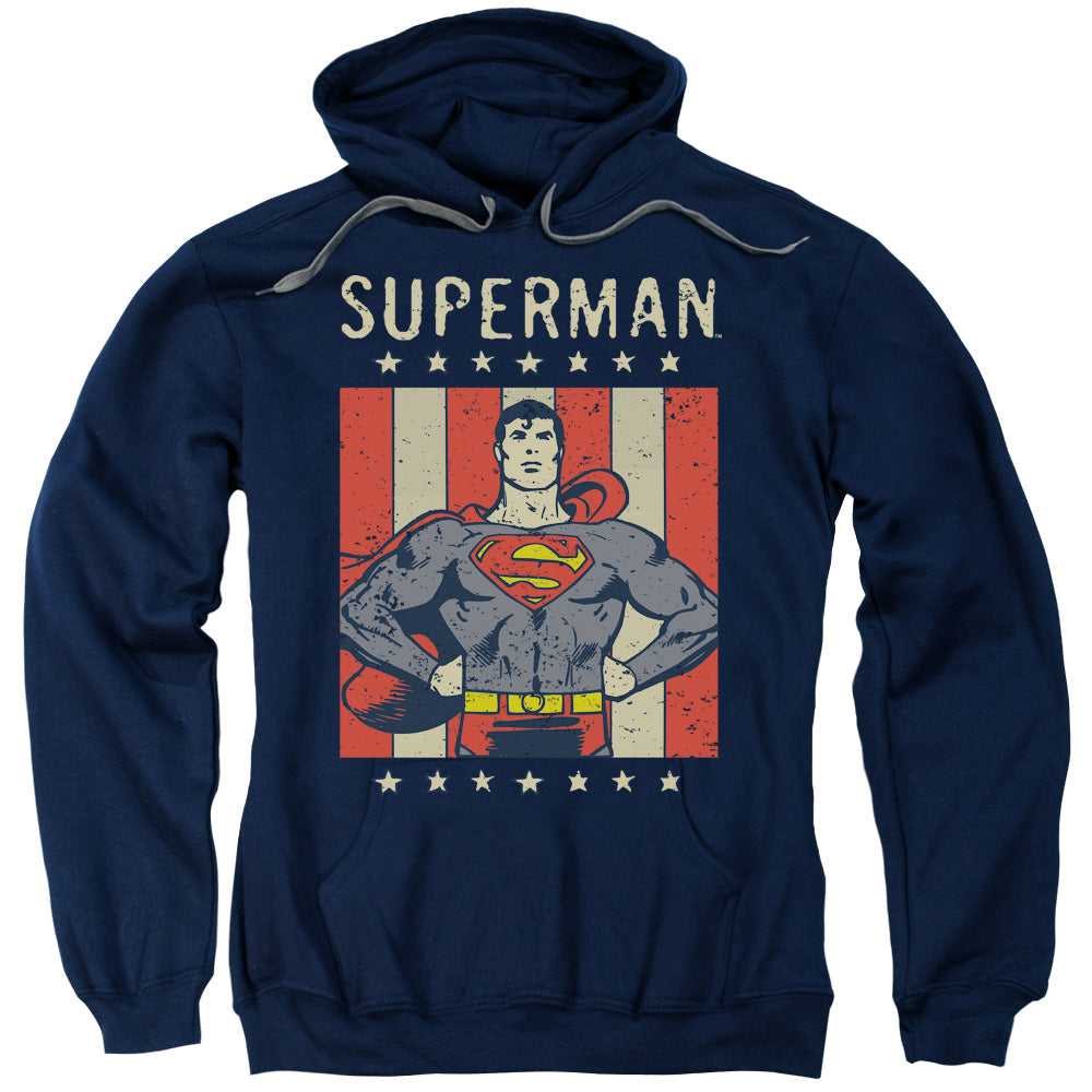 DC Comics Retro Liberty Mens Hoodie Navy Blue