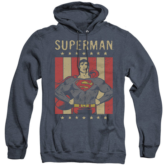DC Comics Retro Liberty Heather Mens Hoodie Navy Blue