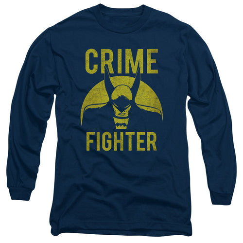 DC Comics Fight Crime Mens Long Sleeve Shirt Navy Blue