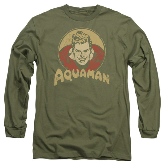 DC Comics Aqua Circle Mens Long Sleeve Shirt Military Green