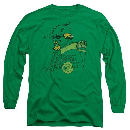 DC Comics Close Up Mens Long Sleeve Shirt Kelly Green