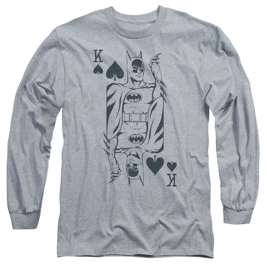 Dc Bat Card Mens Long Sleeve Shirt Athletic Heather Officially Licensed