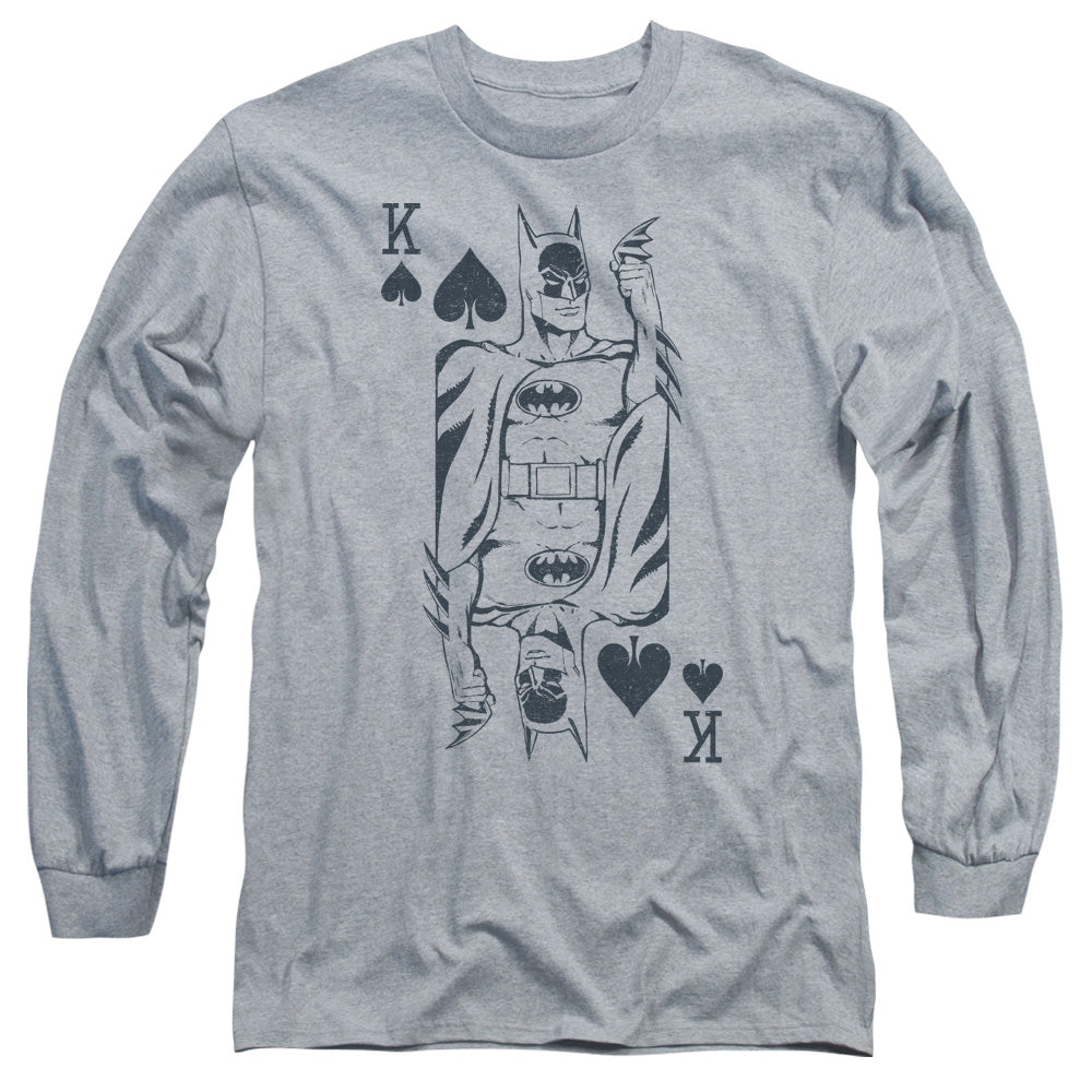 DC Comics Bat Card Mens Long Sleeve Shirt Athletic Heather