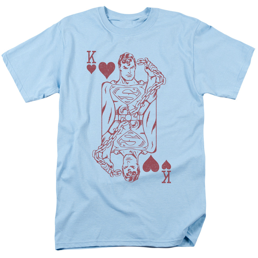 Dc Super Card Mens T Shirt Light Blue