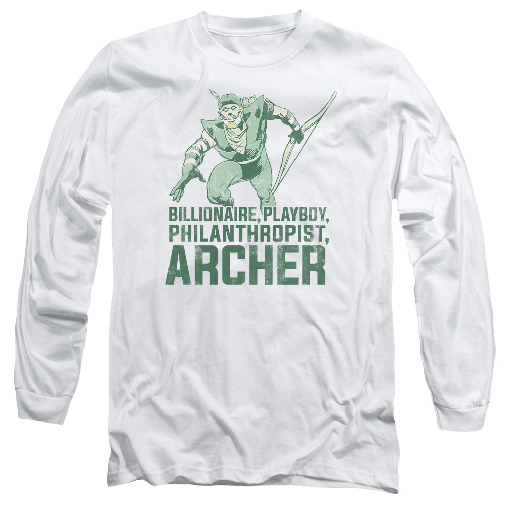 Dc Archer Mens Long Sleeve Shirt White Officially Licensed