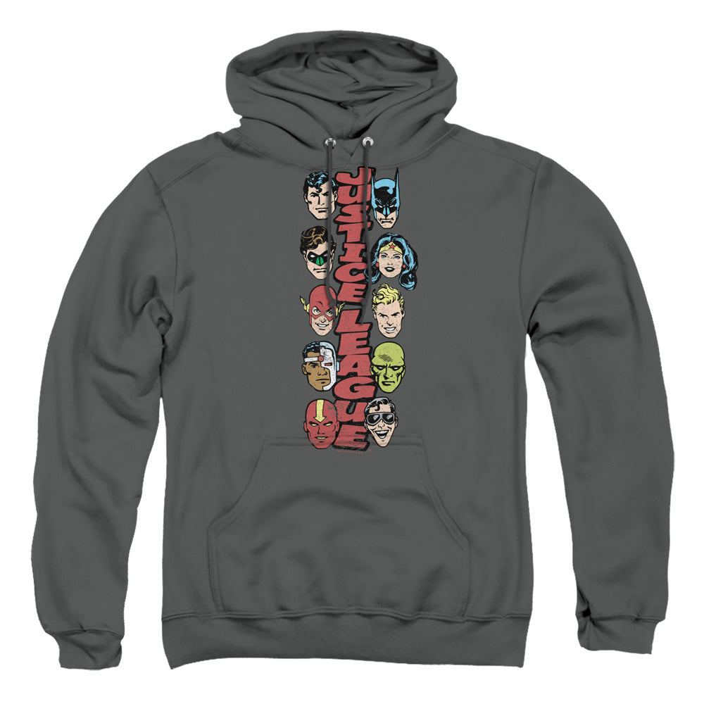 Dc Stacked Justice Mens Hoodie Charcoal