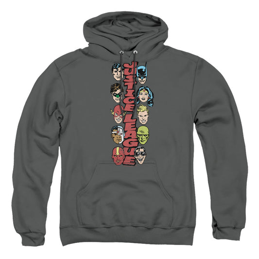 Dc Stacked Justice Mens Hoodie Charcoal