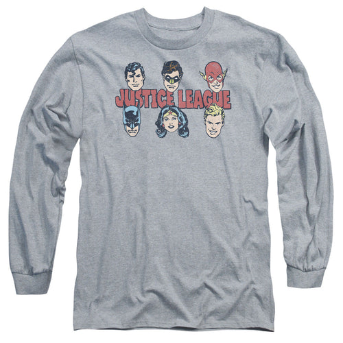 DC Comics Justice Lineup Mens Long Sleeve Shirt Athletic Heather