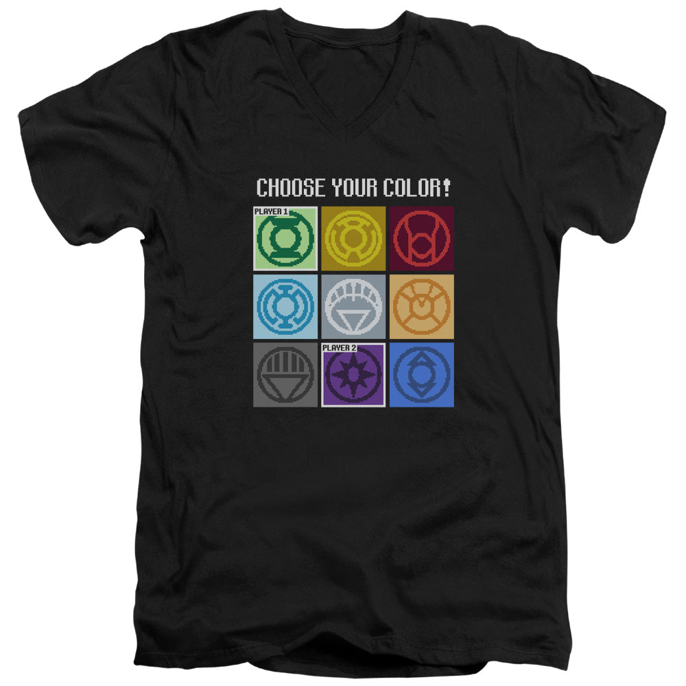 DC Comics Choose Your Color Mens Slim Fit V Neck T Shirt Black