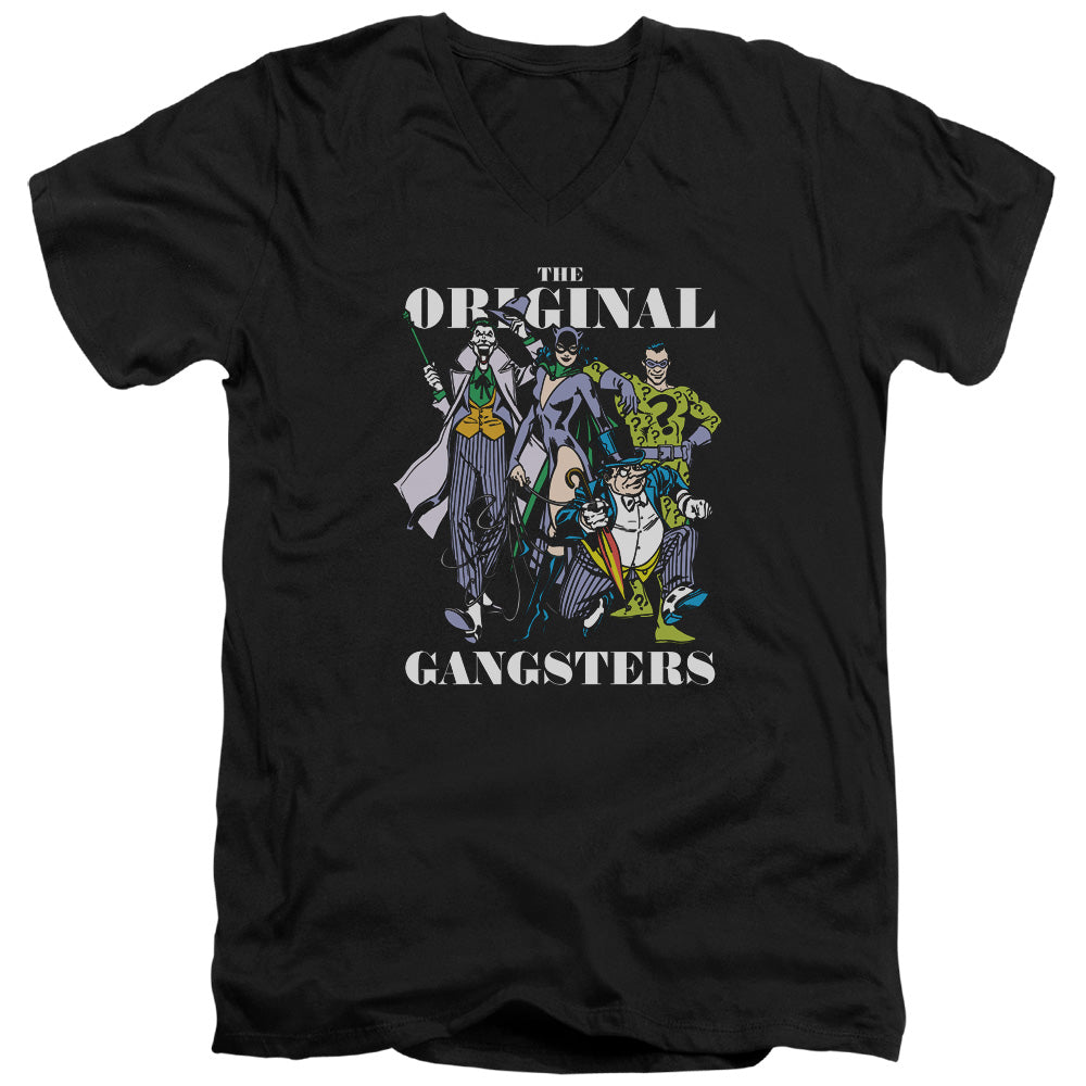 DC Comics Original Gangsters Mens Slim Fit V Neck T Shirt Black