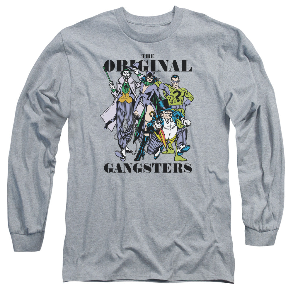 DC Comics Original Gangsters Mens Long Sleeve Shirt Athletic Heather